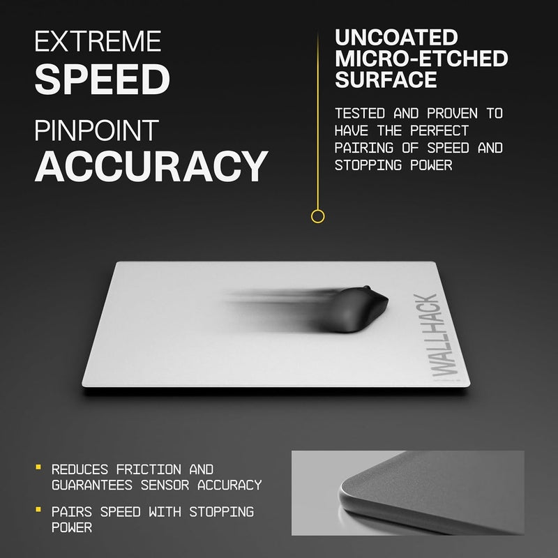 Wallhack SP-004A Glass Gaming Mouse Pad – 4th Gen Micro-Etched Surface, Medium Mousepad for Esports, Ultra-Fast Glide with Stopping Power, Tempered Glass, Durable & Portable, 15.4"x17.7" | White - Image 4